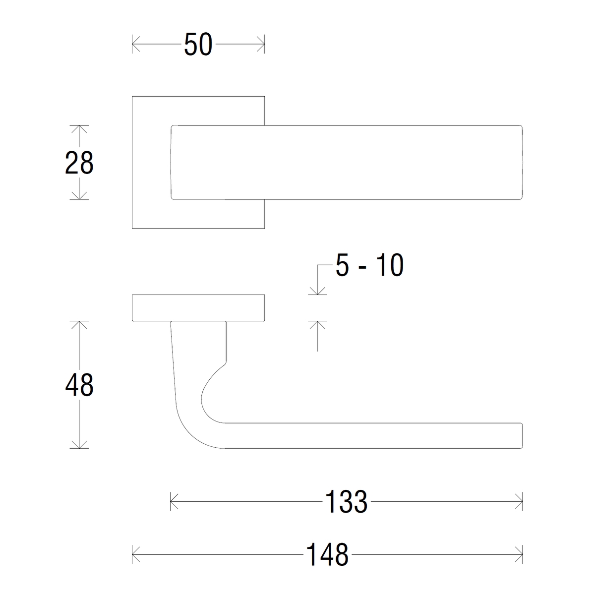 Дверная ручка на квадратной розетке 413 Monza матовый хром