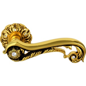 CLASS Дверная ручка на розетке 1115 Jade NEW 60 mm ЗОЛОТО 24K + КОРИЧНЕВЫЙ + СВАРОВСКИЙ +6S