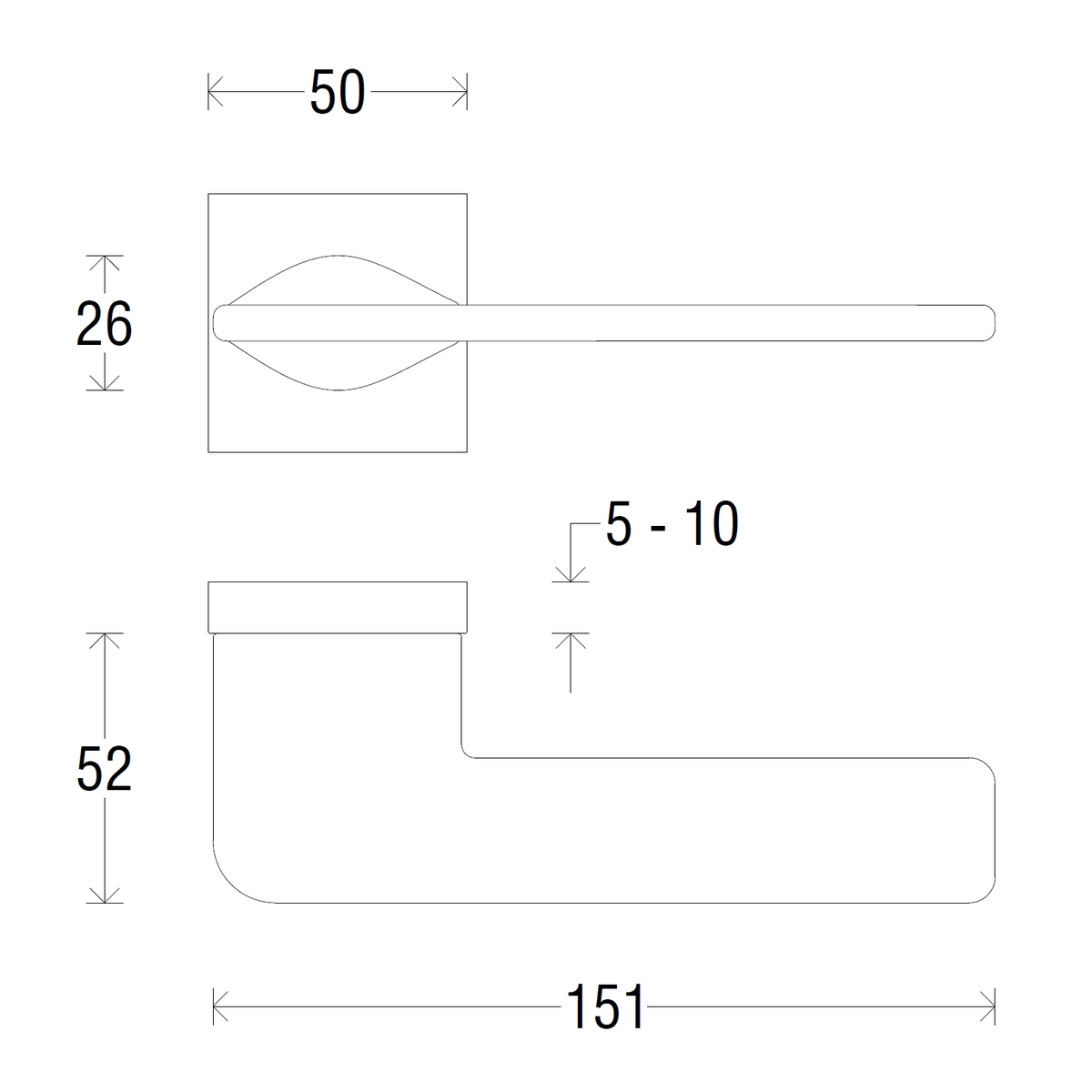 Дверная ручка на квадратной розетке 337 HORUS ЧЕРНЫЙ МАТОВЫЙ (FIXA)