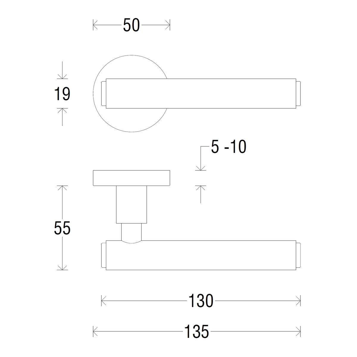 Дверная ручка на круглой розетке 497 LUCK minimal round графит (RMT)