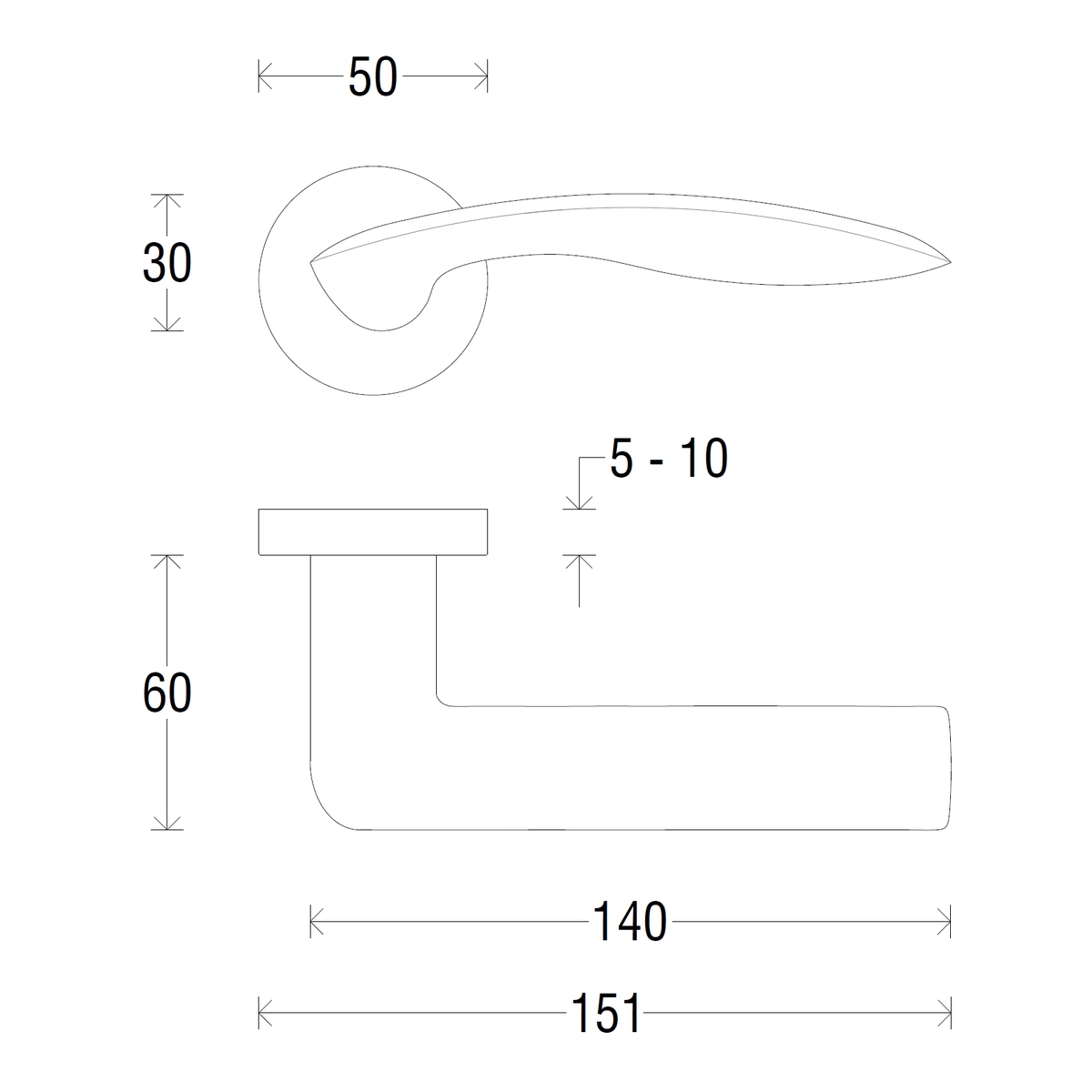 Дверная ручка на розетке 423R Chicago Матовый хром