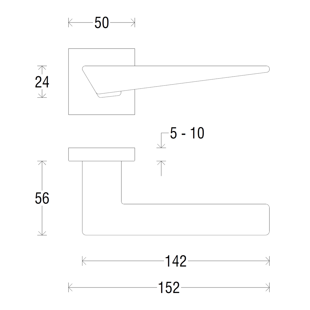 Дверная ручка на квадратной розетке 215 NAXOS ЭКО ХРОМ (FIXA)