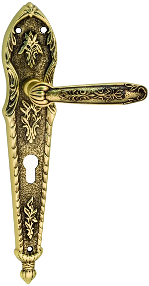 CLASS Дверная ручка на пластине 1040 Sapphire Cyl СТАРИННАЯ ЛАТУНЬ + КОРИЧНЕВЫЙ