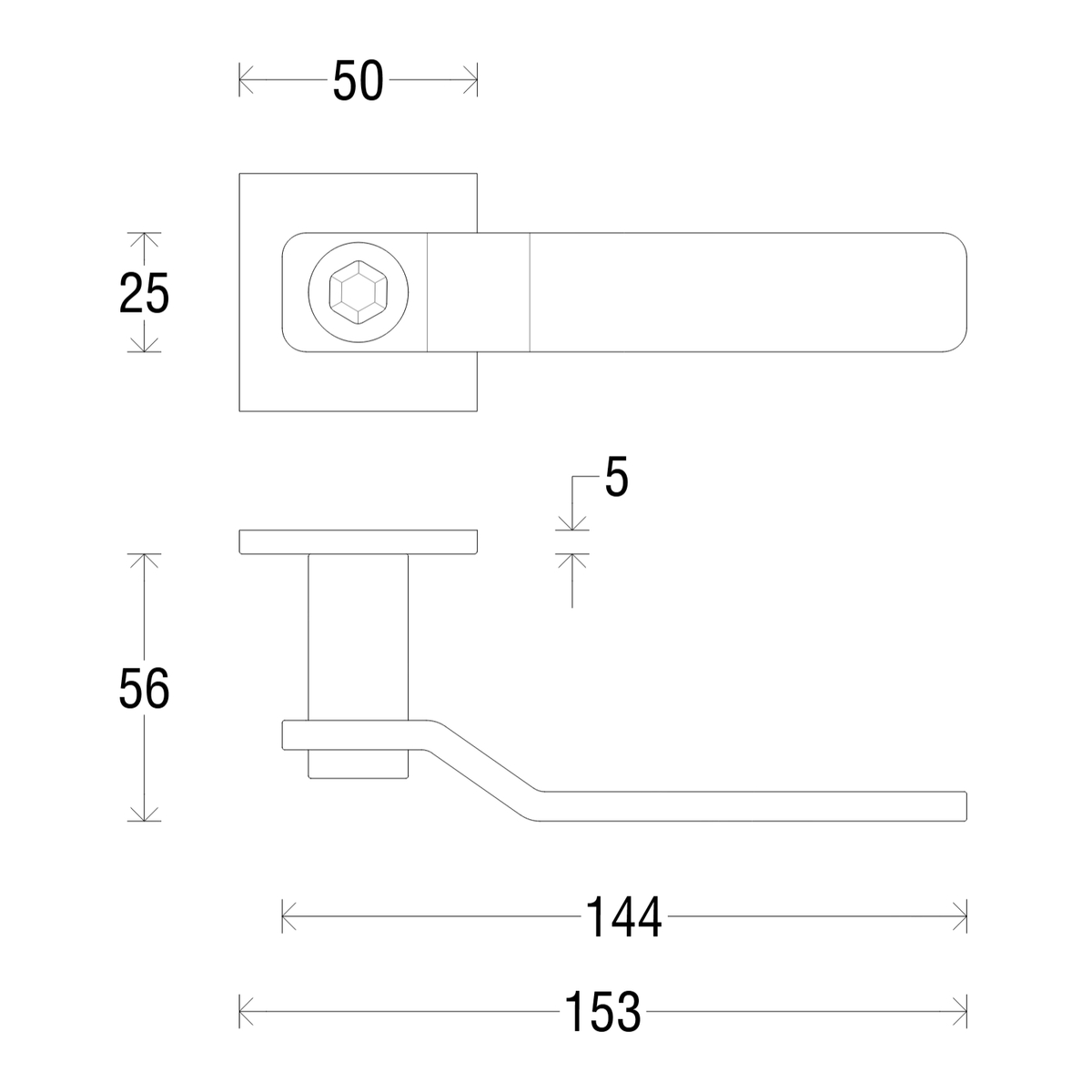 Дверная ручка на квадратной розетке 535 Gas матовое золото (FIXA)