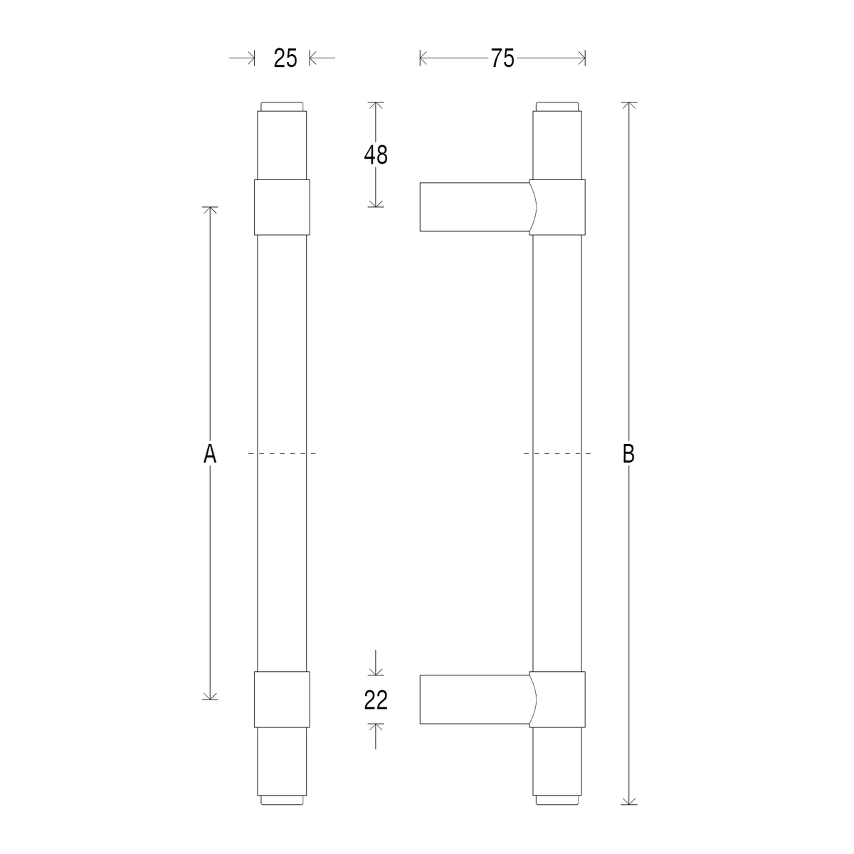 FORME Мебельная ручка mod. E333 VIVA 320 МАТОВАЯ ЛАТУНЬ/ЛАТУНЬ