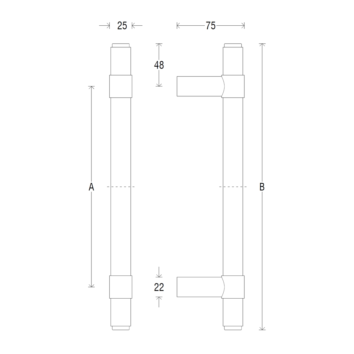 Модель MG55 РУЧКА СКОБА ALYA 740мм БРОНЗА МАТОВАЯ
