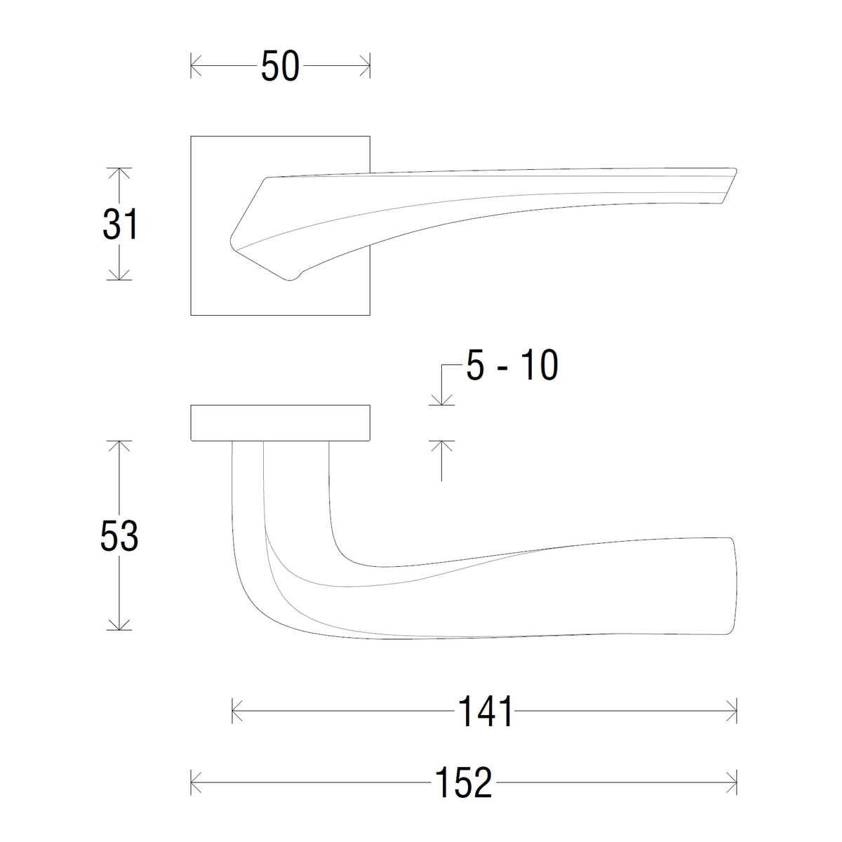 Дверная ручка на квадратной розетке 278 MINERVA перламутровая бронза (FIXA)