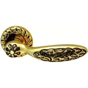 CLASS Дверная ручка на розетке 60 mm 1065 Shamira Золото 24K + коричневый