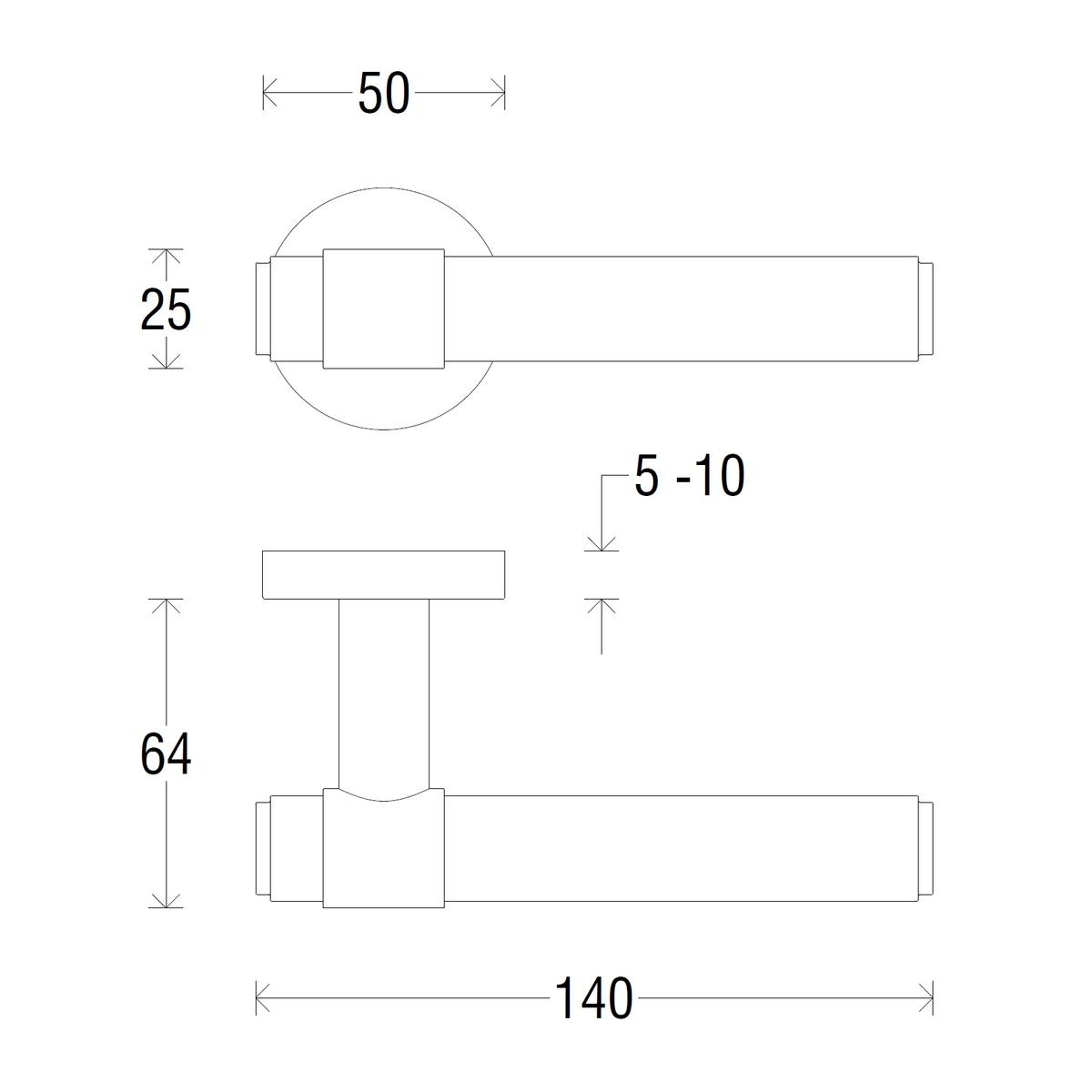 Дверная ручка на розетке 333 VIVA ПОЛИРОВАННАЯ ЛАТУНЬ - ЧЕРНЫЙ 