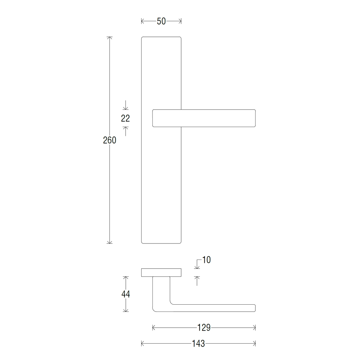 Дверная ручка на пластине 254/P06 PASS ASTI МАТОВЫЙ ХРОМ